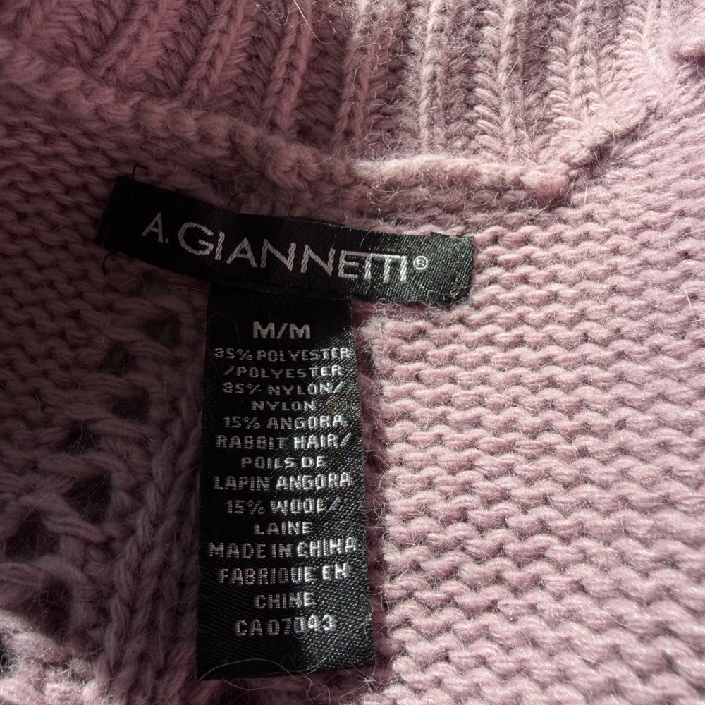 A. Giannetti Angora Blend Tie Front Cardigan Sweater Pink M/M - Picture 4 of 10